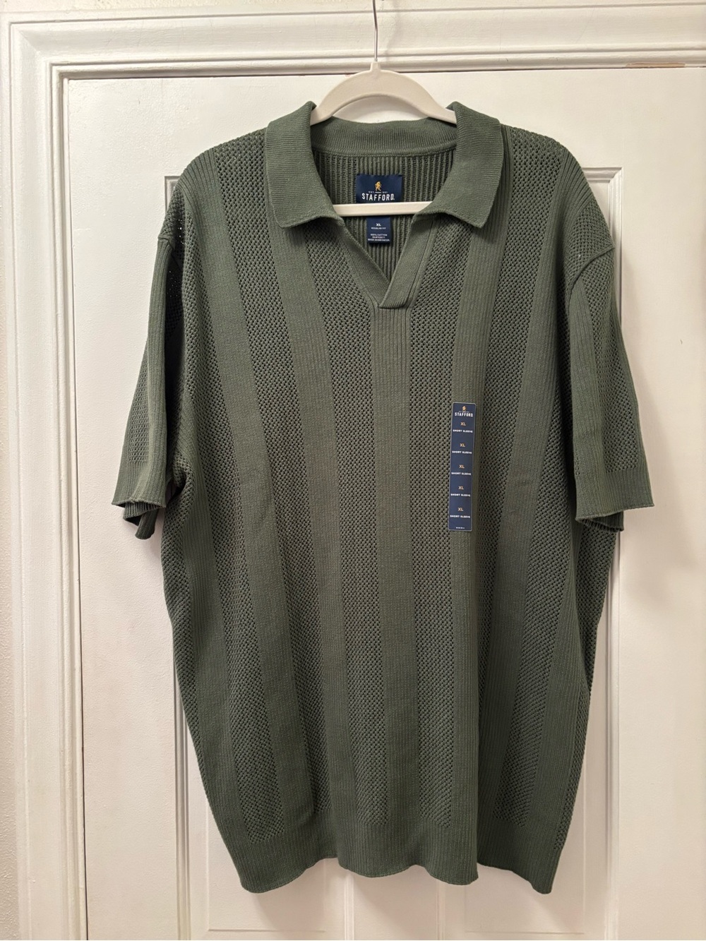 Stafford Men's Olive Knit Polo Overhead Shirt
XL
